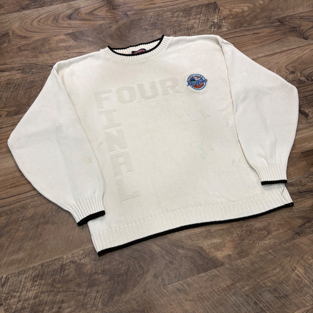 Vintage Nutmeg Mills Sweater Mens L Cream 1995 NCAA Final Four Seattle Knit USA